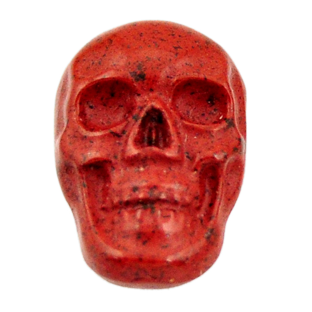 Natural 8.45cts jasper red carving 18x12 mm fancy skull loose gemstone s18187