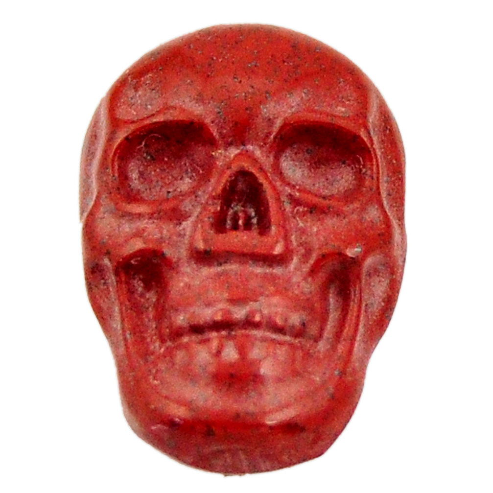 Natural 8.25cts jasper red carving 18x12 mm fancy skull loose gemstone s18199