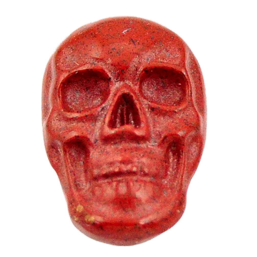 Natural 7.40cts jasper red carving 18x12 mm fancy skull loose gemstone s18200