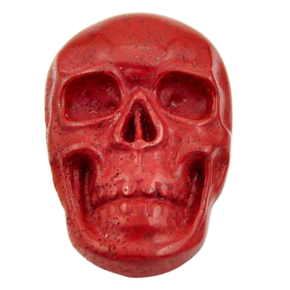 Natural 14.45cts jasper red carving 23.5x15 mm fancy skull loose gemstone s18009