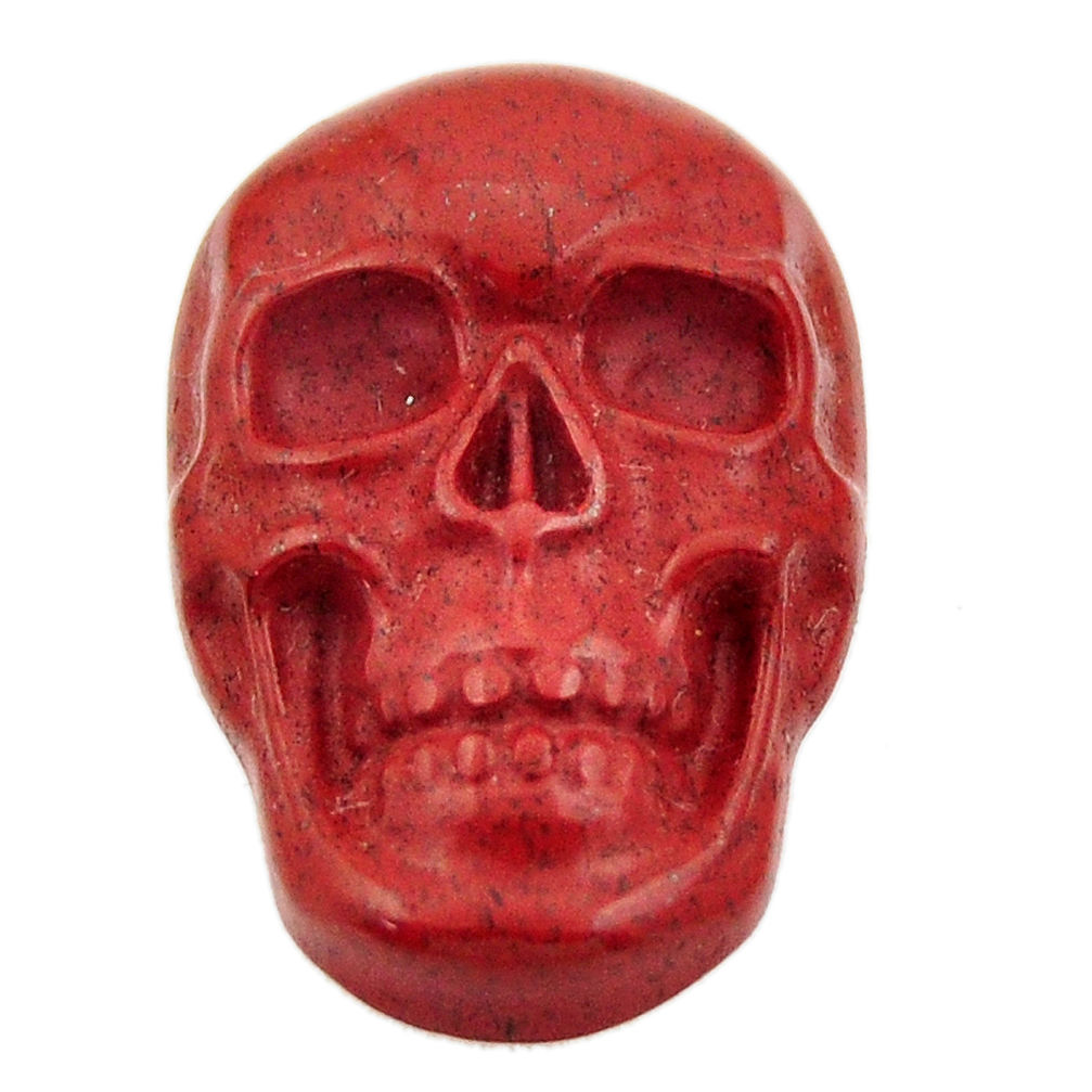 Natural 14.30cts jasper red carving 24x15.5 mm fancy skull loose gemstone s18011