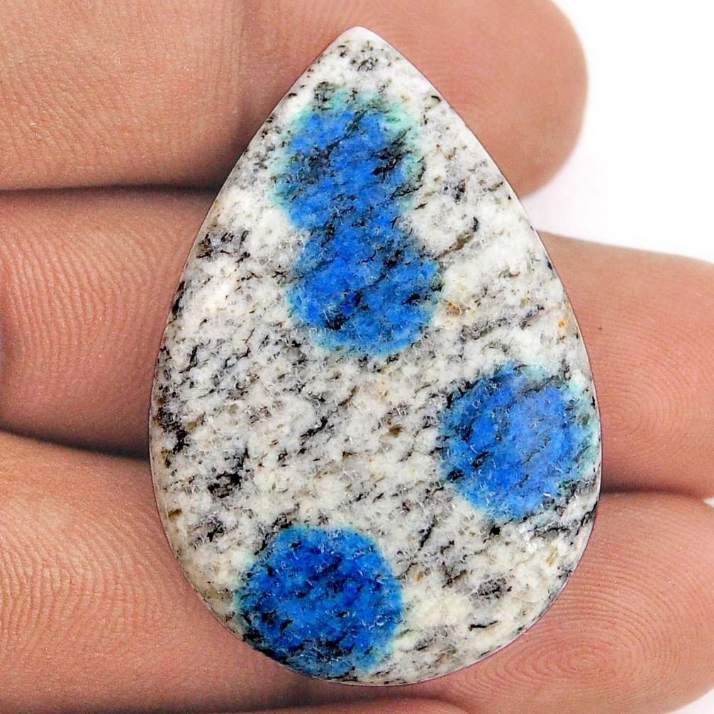 Natural 46.30cts k2 blue (azurite in quartz) 40x27 mm pear loose gemstone s25648