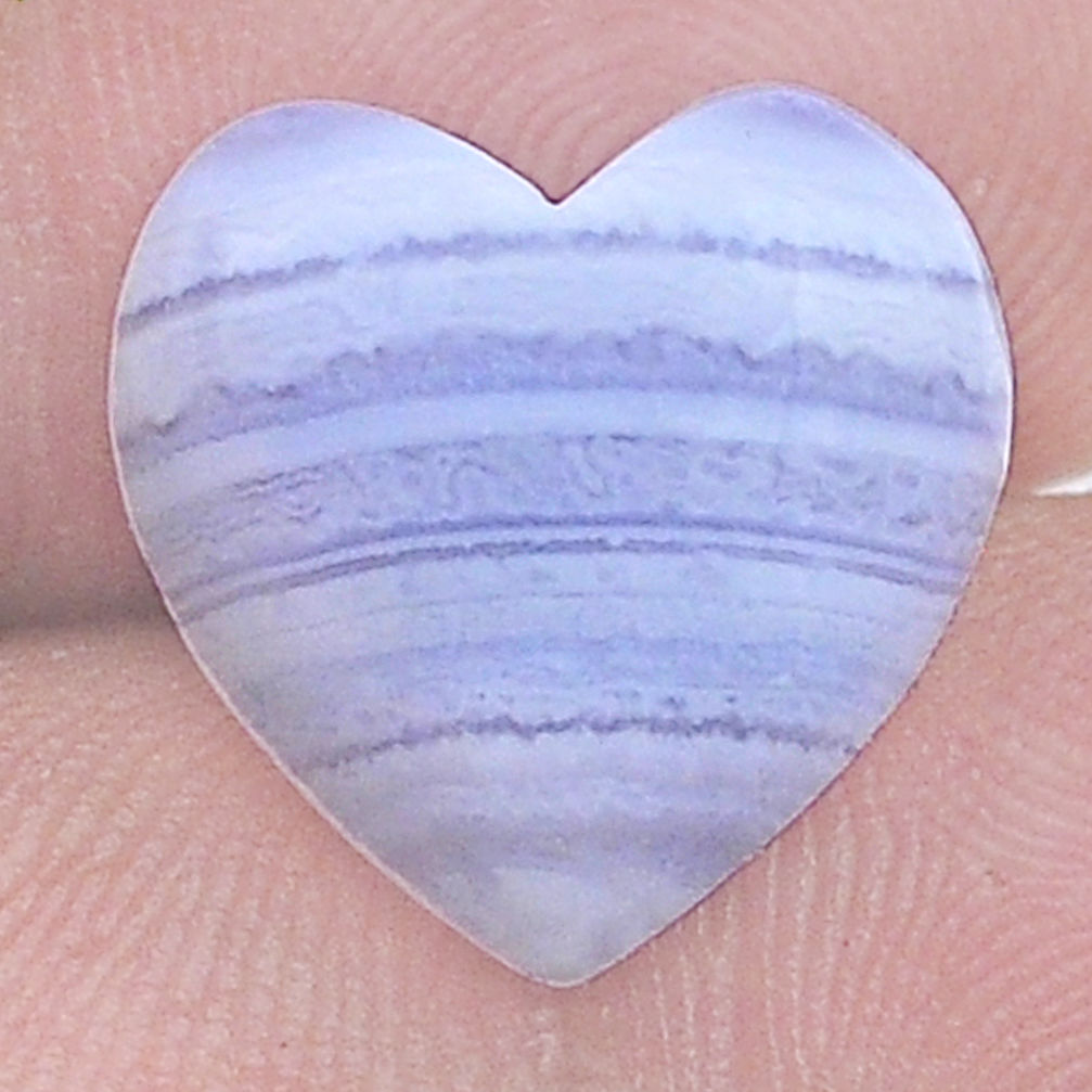Natural 9.85cts lace agate blue cabochon 14x14 mm heart loose gemstone s27897