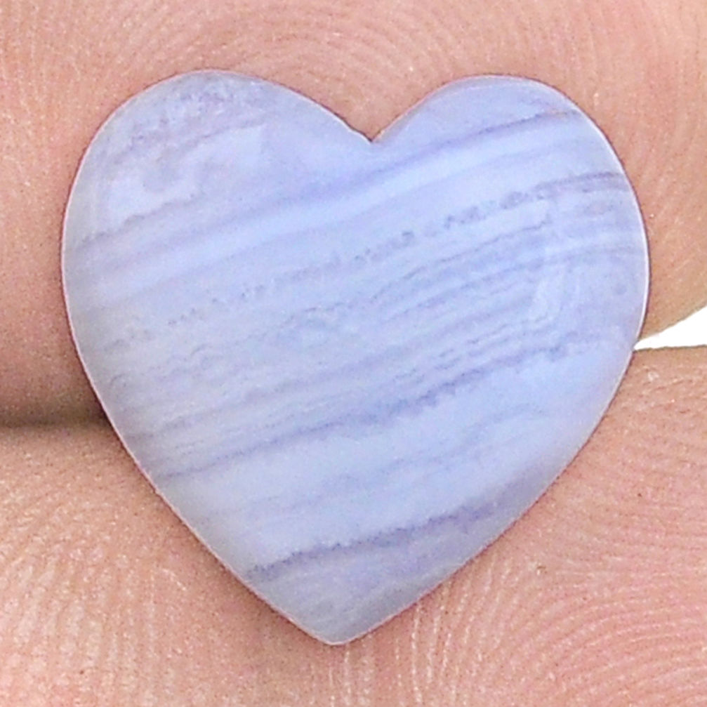 Natural 10.35cts lace agate blue cabochon 14x14 mm heart loose gemstone s27899