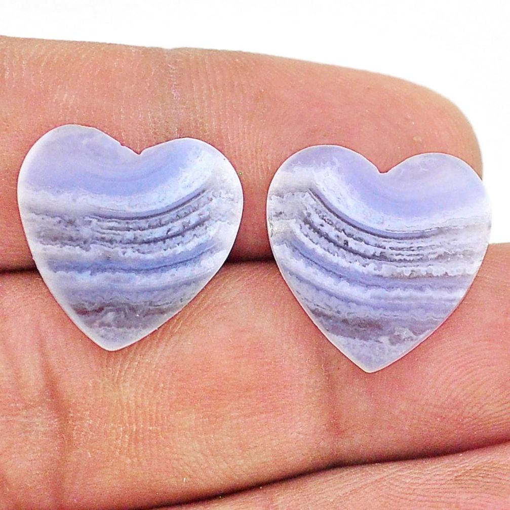 Natural 12.40cts lace agate blue cabochon 17x17 mm pair loose gemstone s25132