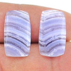 Natural 15.10cts lace agate blue cabochon 19x11 mm pair loose gemstone s25135