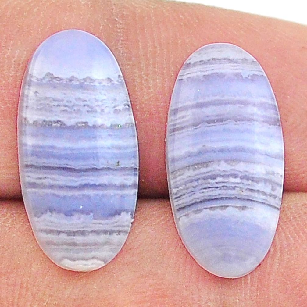 Natural 10.15cts lace agate blue cabochon 19x9 mm pair loose gemstone s25134