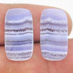 Natural 11.20cts lace agate blue cabochon 21x11 mm pair loose gemstone s25136