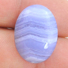 Natural 16.05cts lace agate blue cabochon 21x16 mm oval loose gemstone s28805