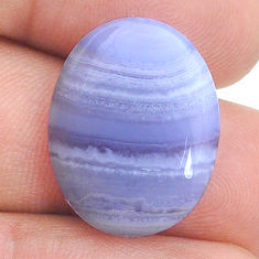 Natural 14.15cts lace agate blue cabochon 21x17 mm oval loose gemstone s28810