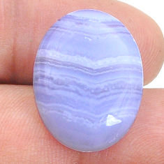 Natural 15.10cts lace agate blue cabochon 22x16 mm oval loose gemstone s28801