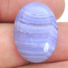Natural 14.35cts lace agate blue cabochon 22x16 mm oval loose gemstone s28802