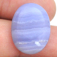 Natural 15.30cts lace agate blue cabochon 22x16 mm oval loose gemstone s28803