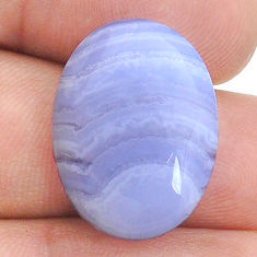 Natural 19.35cts lace agate blue cabochon 22x16 mm oval loose gemstone s28807