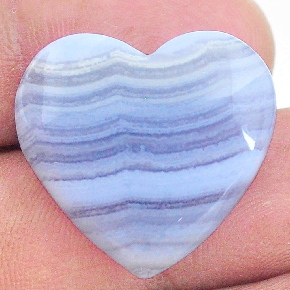 Natural 23.45cts lace agate blue cabochon 23x22 mm heart loose gemstone s24759