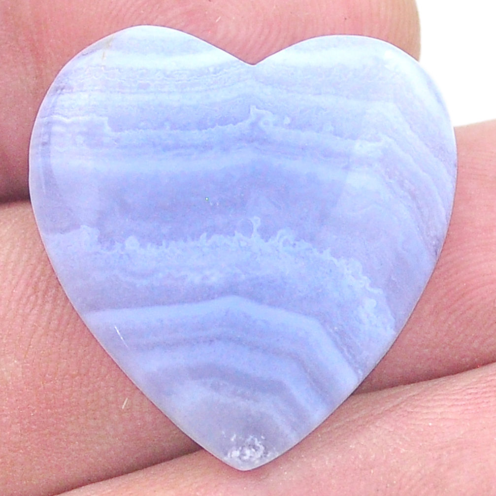 Natural 22.65cts lace agate blue cabochon 24x23.5 mm heart loose gemstone s27624