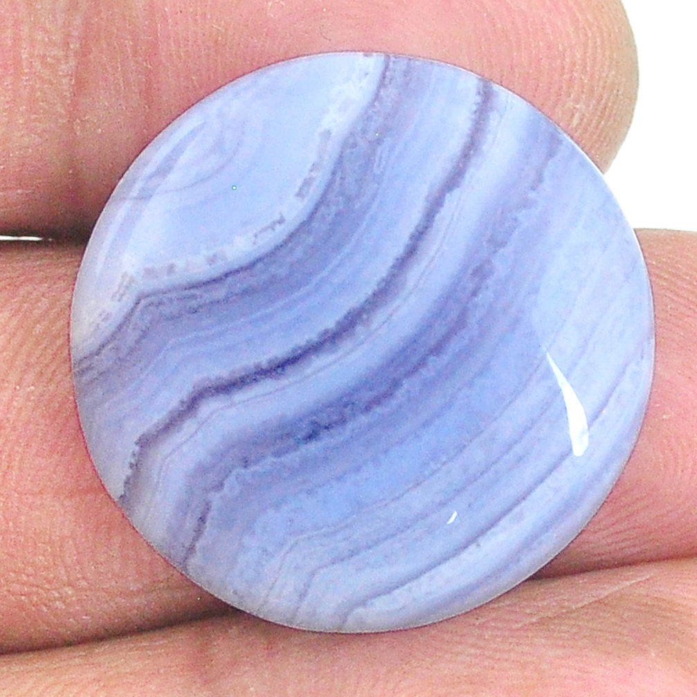 Natural 24.35cts lace agate blue cabochon 24x24 mm round loose gemstone s22646
