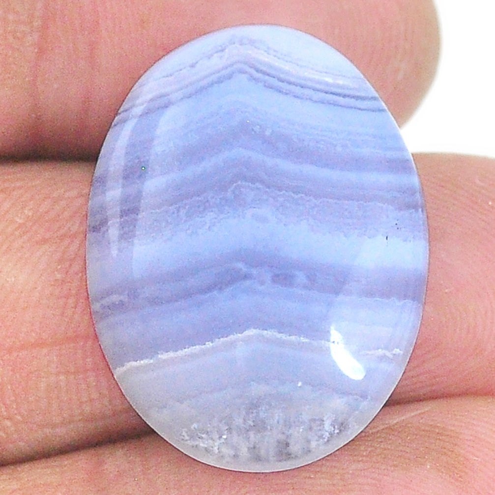 Natural 21.25cts lace agate blue cabochon 25x18.5 mm oval loose gemstone s22651