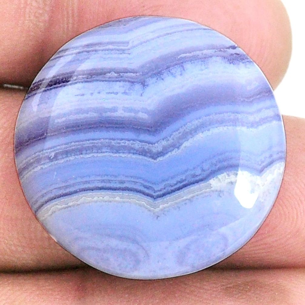 Natural 28.30cts lace agate blue cabochon 25x25 mm round loose gemstone s20958