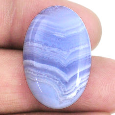 Natural 21.30cts lace agate blue cabochon 27x17.5 mm oval loose gemstone s20953