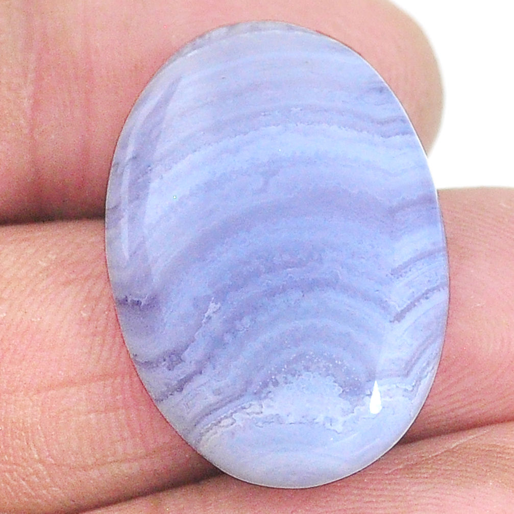 Natural 23.45cts lace agate blue cabochon 27x18 mm oval loose gemstone s22652