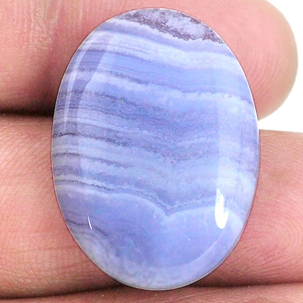 Natural 22.65cts lace agate blue cabochon 27x19 mm oval loose gemstone s20954