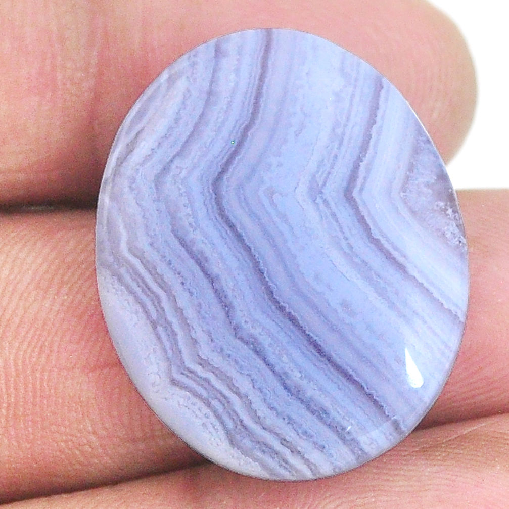 Natural 27.40cts lace agate blue cabochon 27x22 mm oval loose gemstone s22653