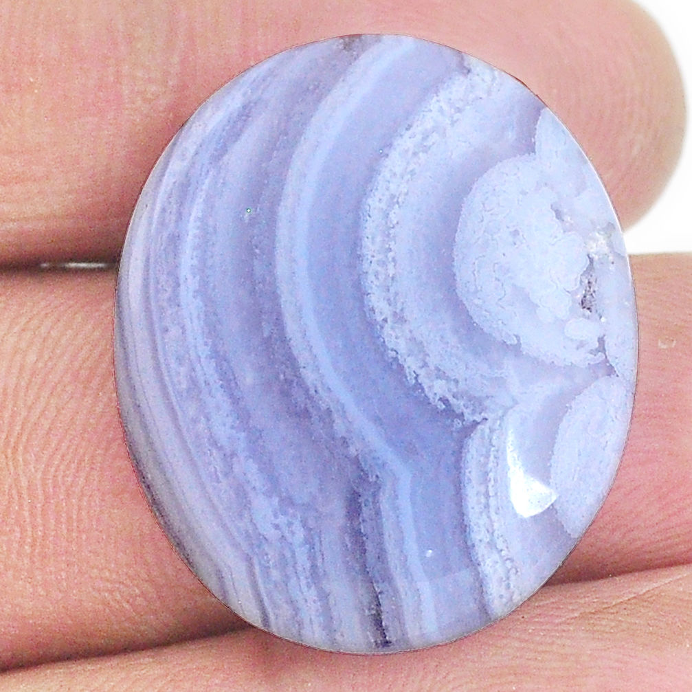 Natural 27.40cts lace agate blue cabochon 27x22.5 mm oval loose gemstone s22657