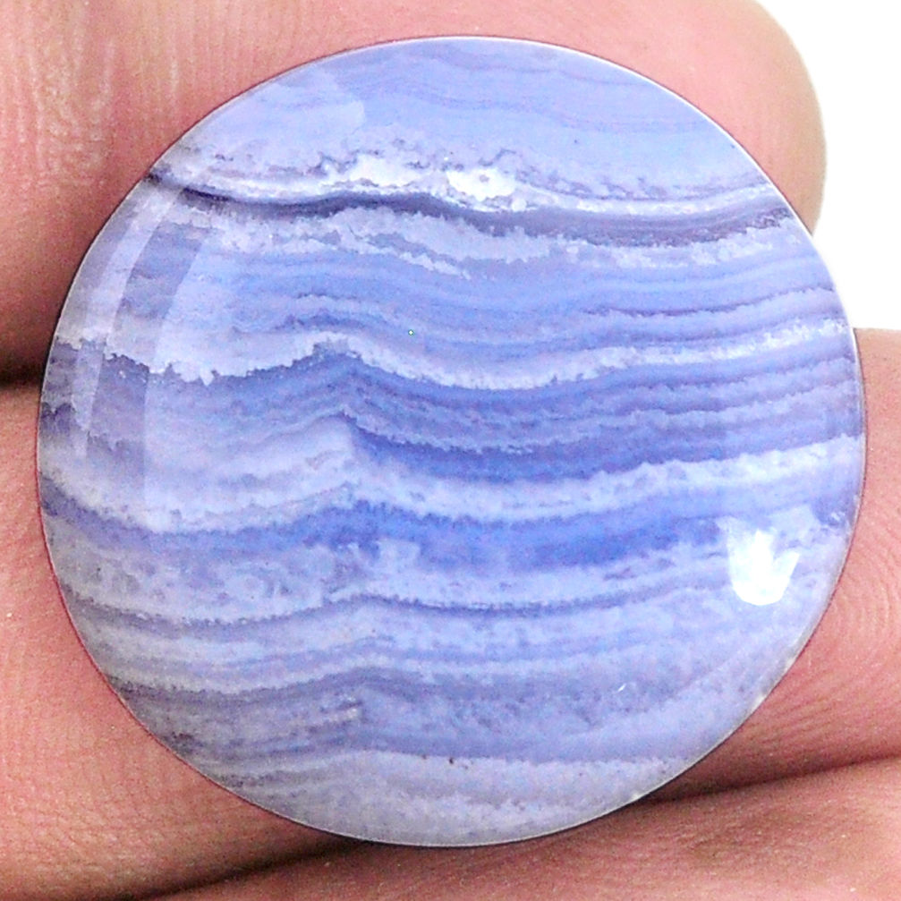 Natural 32.20cts lace agate blue cabochon 27x27 mm round loose gemstone s20957
