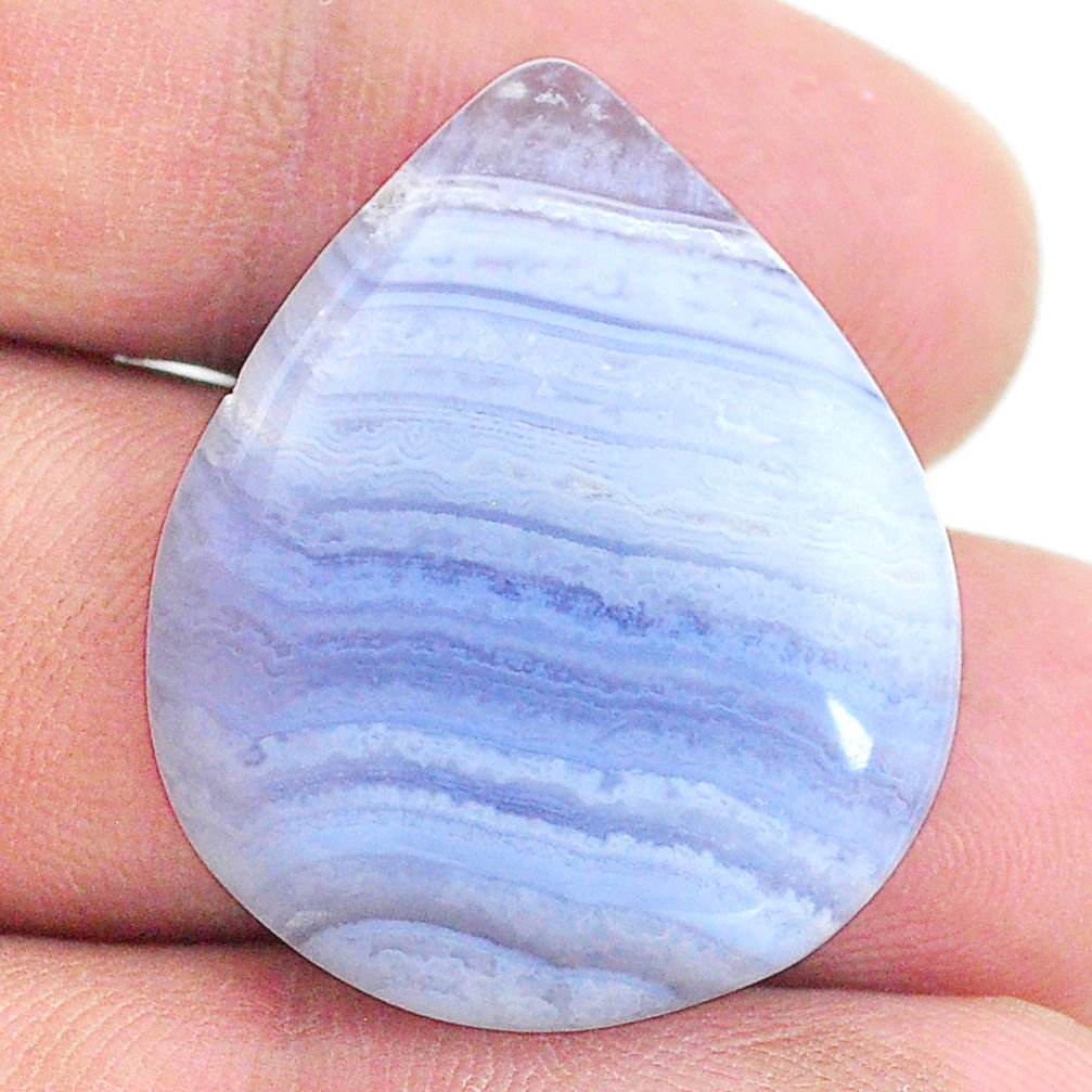 Natural 26.20cts lace agate blue cabochon 28.5x23.5mm pear loose gemstone s24748