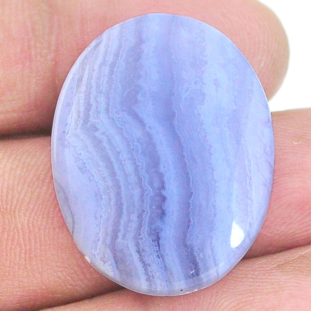 Natural 26.30cts lace agate blue cabochon 28x21.5 mm oval loose gemstone s22656