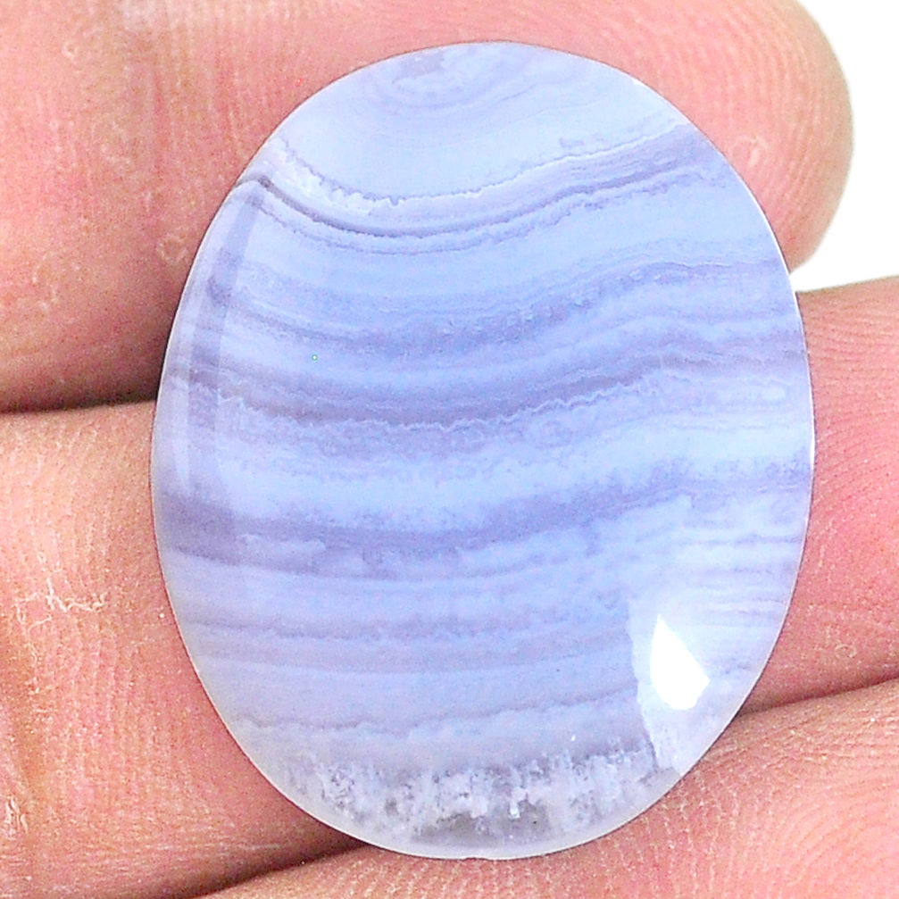 Natural 26.30cts lace agate blue cabochon 28x22 mm oval loose gemstone s22662