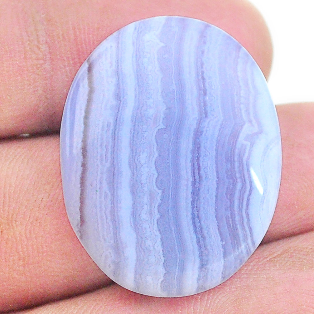 Natural 26.30cts lace agate blue cabochon 28x22 mm oval loose gemstone s24742