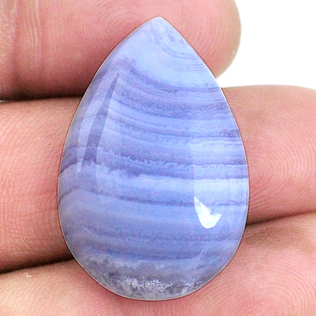 Natural 28.80cts lace agate blue cabochon 29x19 mm pear loose gemstone s20947