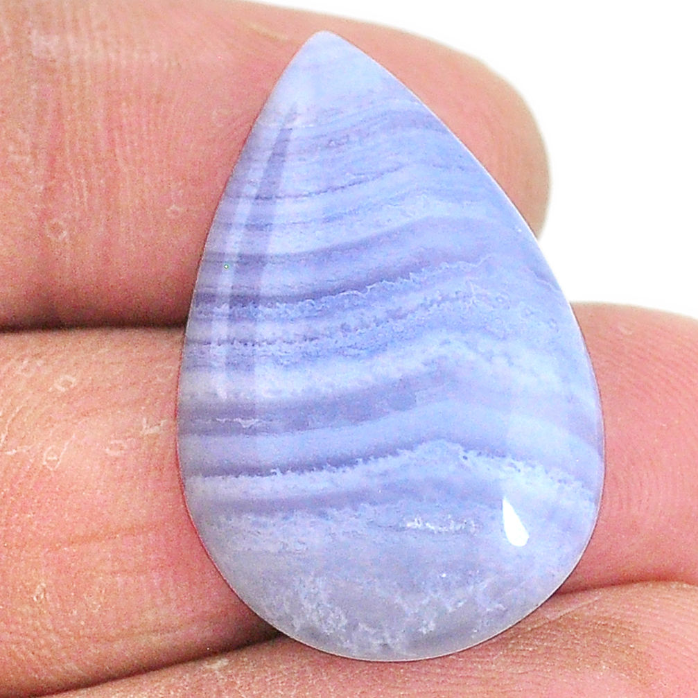 Natural 25.10cts lace agate blue cabochon 29x19 mm pear loose gemstone s22666