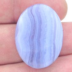 Natural 25.15cts lace agate blue cabochon 29x21 mm oval loose gemstone s27635