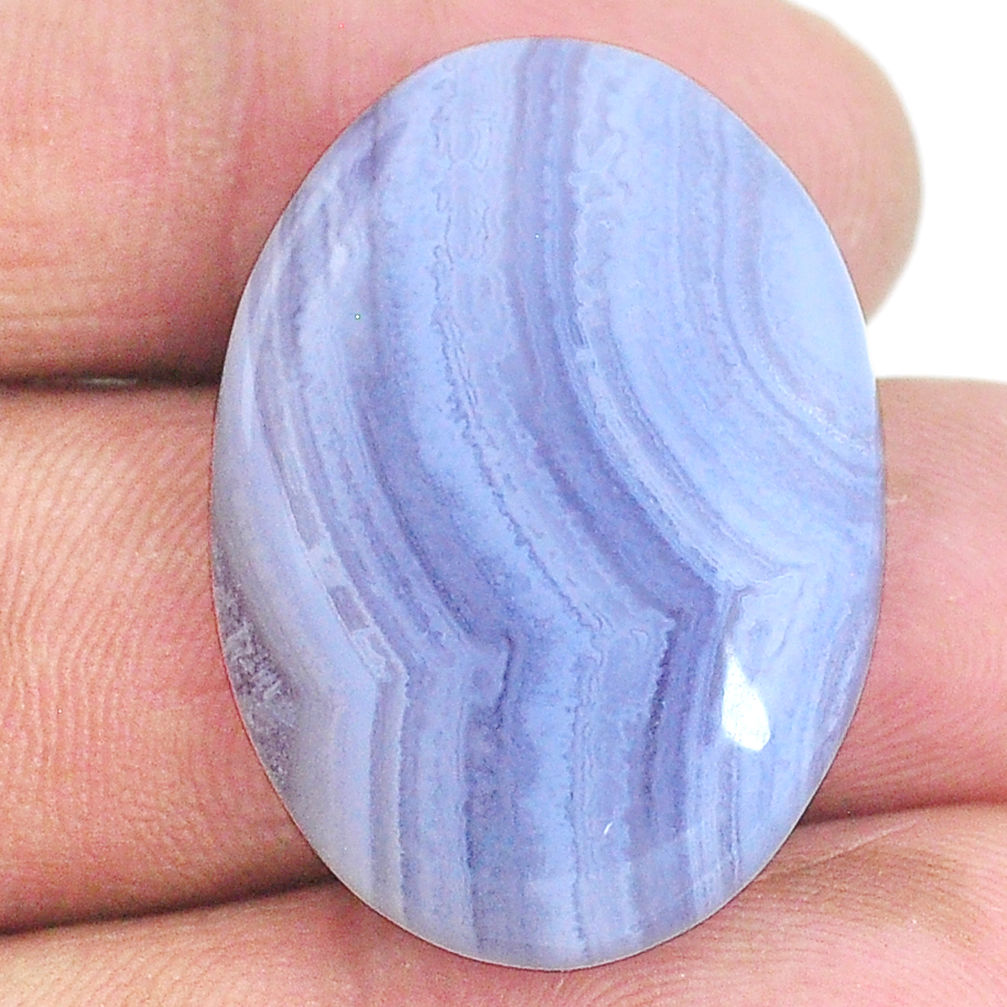 Natural 32.40cts lace agate blue cabochon 30x22 mm oval loose gemstone s22650