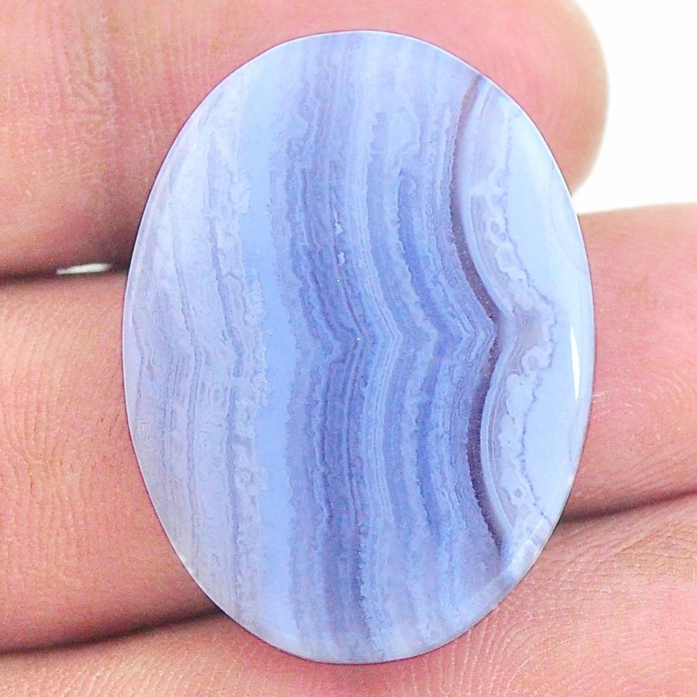 Natural 28.45cts lace agate blue cabochon 30x22 mm oval loose gemstone s24745