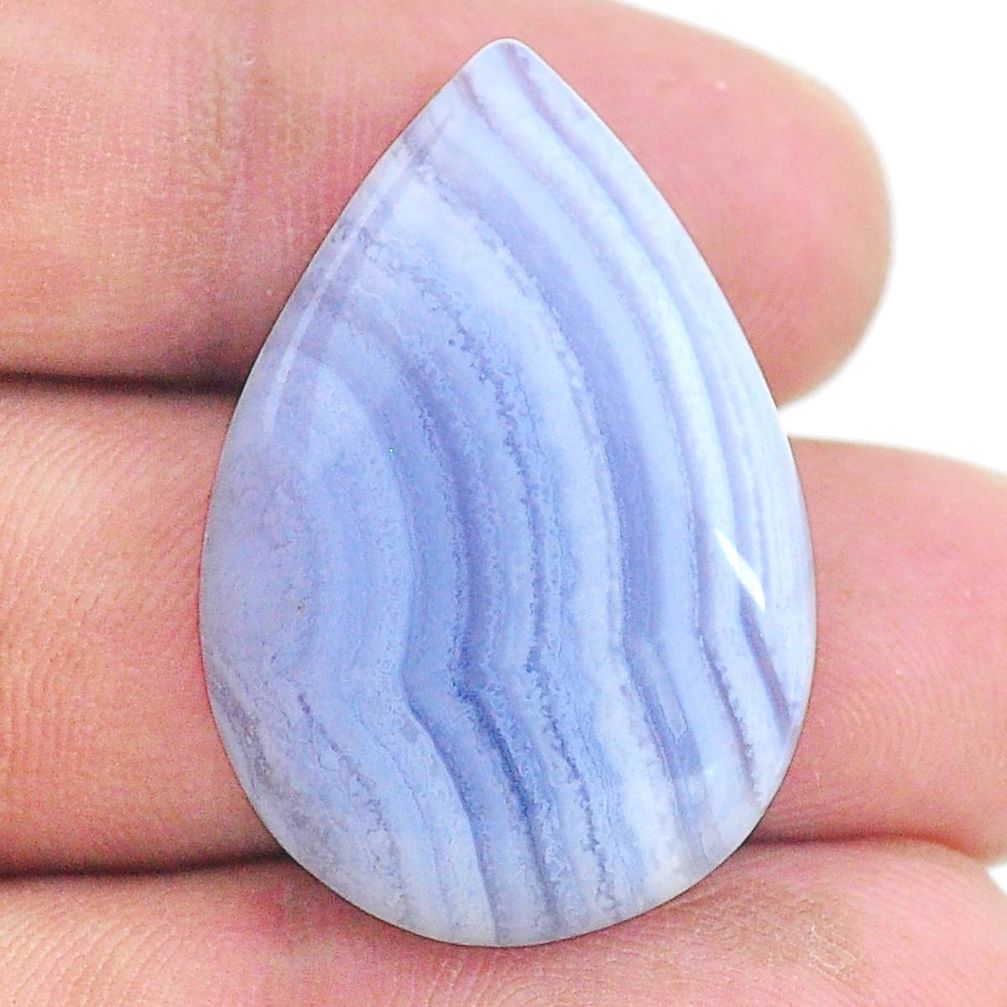 Natural 29.45cts lace agate blue cabochon 31x21 mm pear loose gemstone s24746
