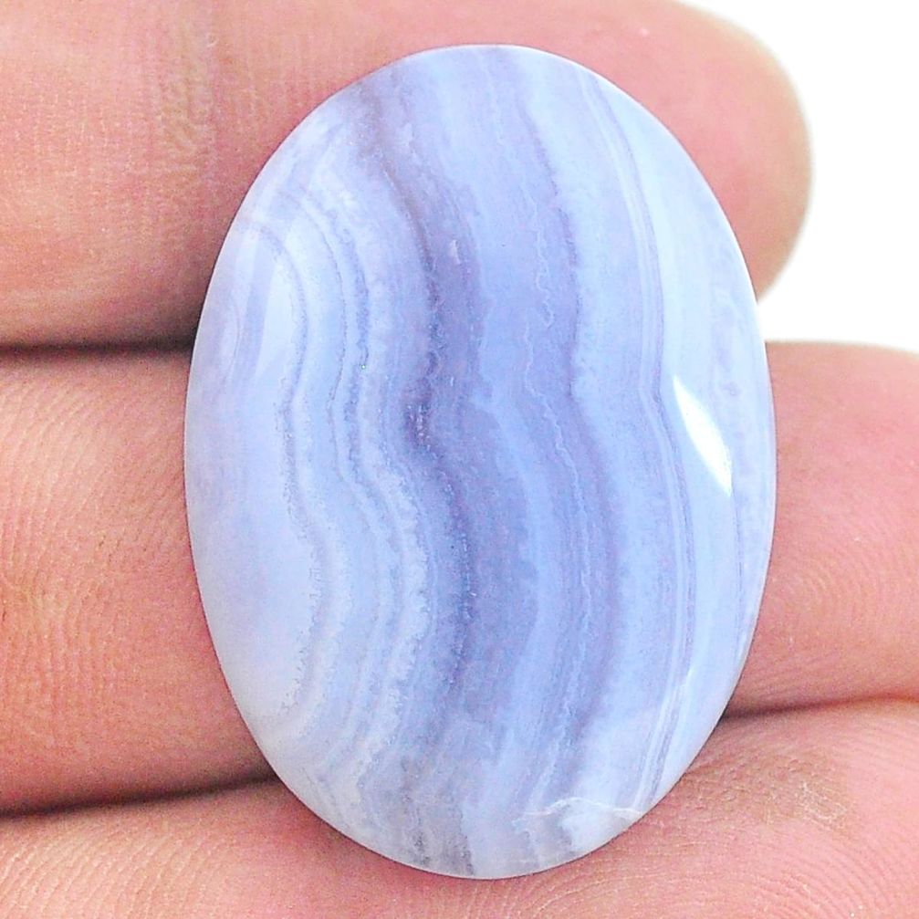 Natural 33.40cts lace agate blue cabochon 31x22 mm oval loose gemstone s24743