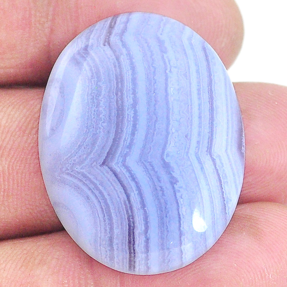 Natural 34.45cts lace agate blue cabochon 31x23.5 mm oval loose gemstone s22658