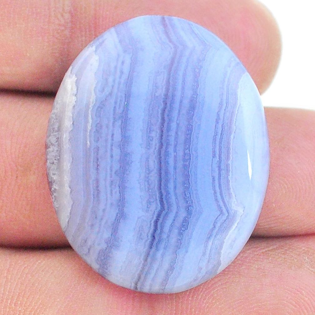 Natural 37.35cts lace agate blue cabochon 31x25 mm oval loose gemstone s24744