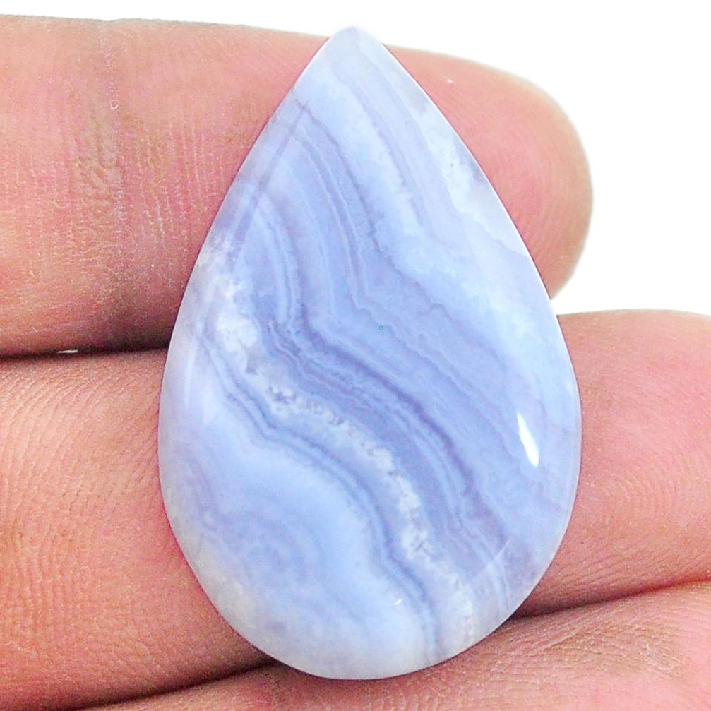 Natural 25.15cts lace agate blue cabochon 32x20 mm pear loose gemstone s24749