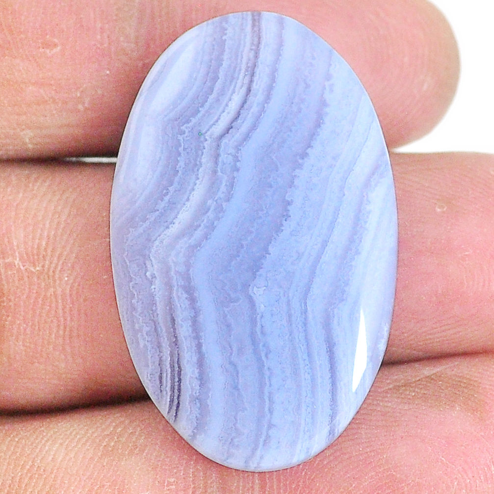 Natural 31.30cts lace agate blue cabochon 33x20 mm oval loose gemstone s22661