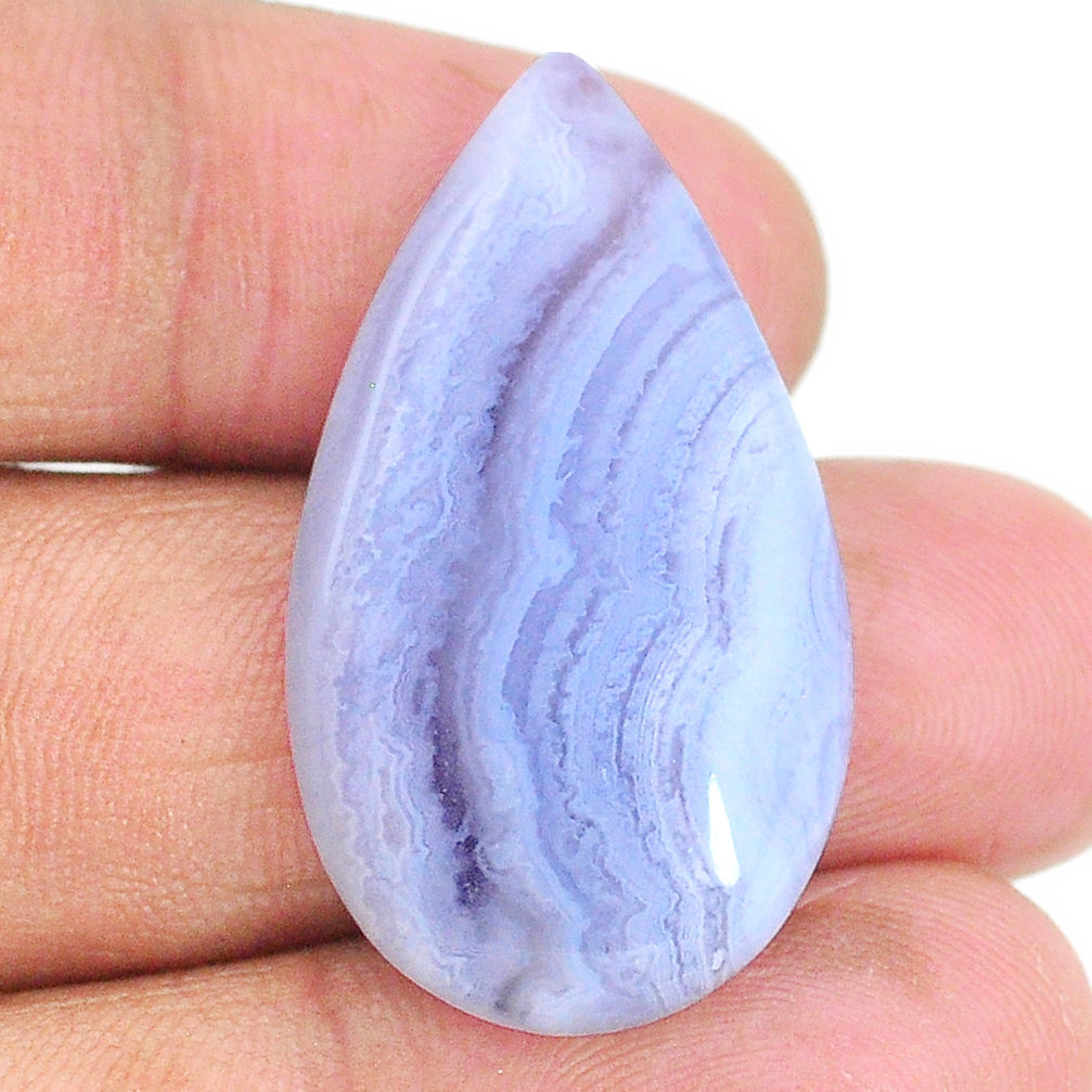 Natural 27.40cts lace agate blue cabochon 34x18.5 mm pear loose gemstone s22670