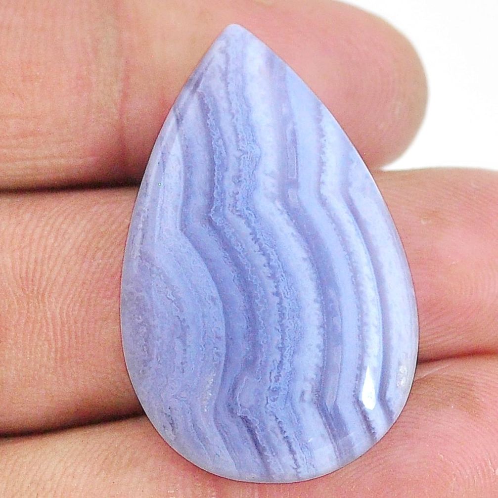 Natural 30.10cts lace agate blue cabochon 34x21 mm pear loose gemstone s22641