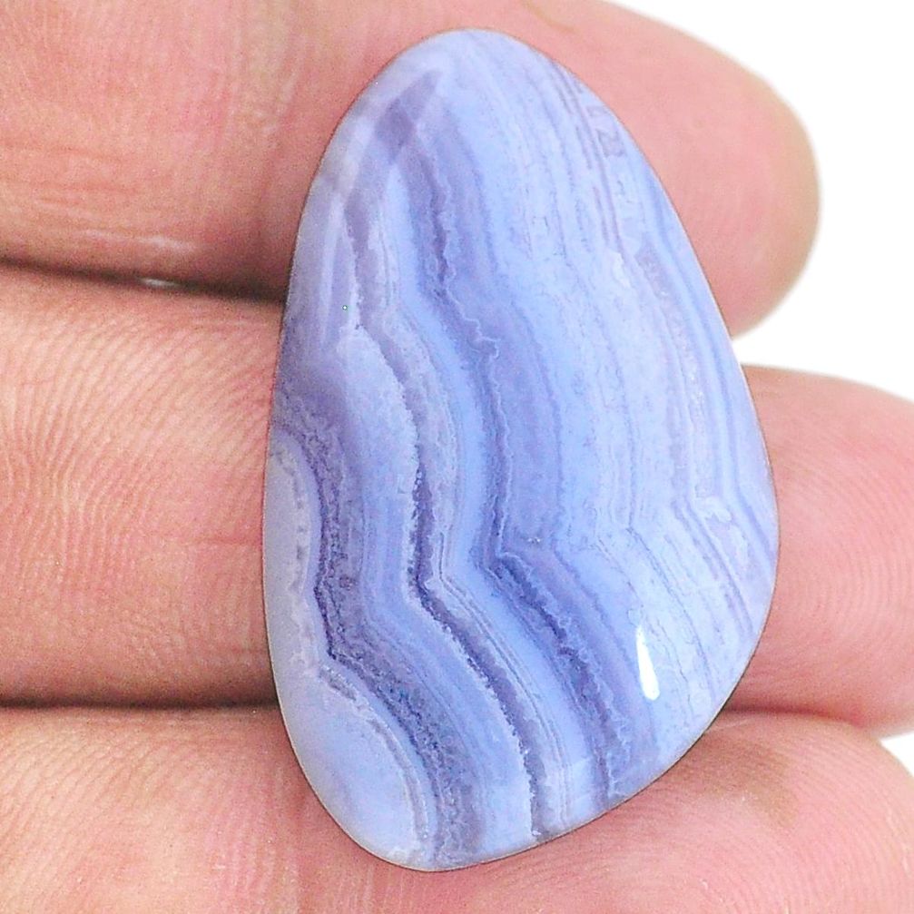 Natural 33.45cts lace agate blue cabochon 35x21 mm fancy loose gemstone s22678