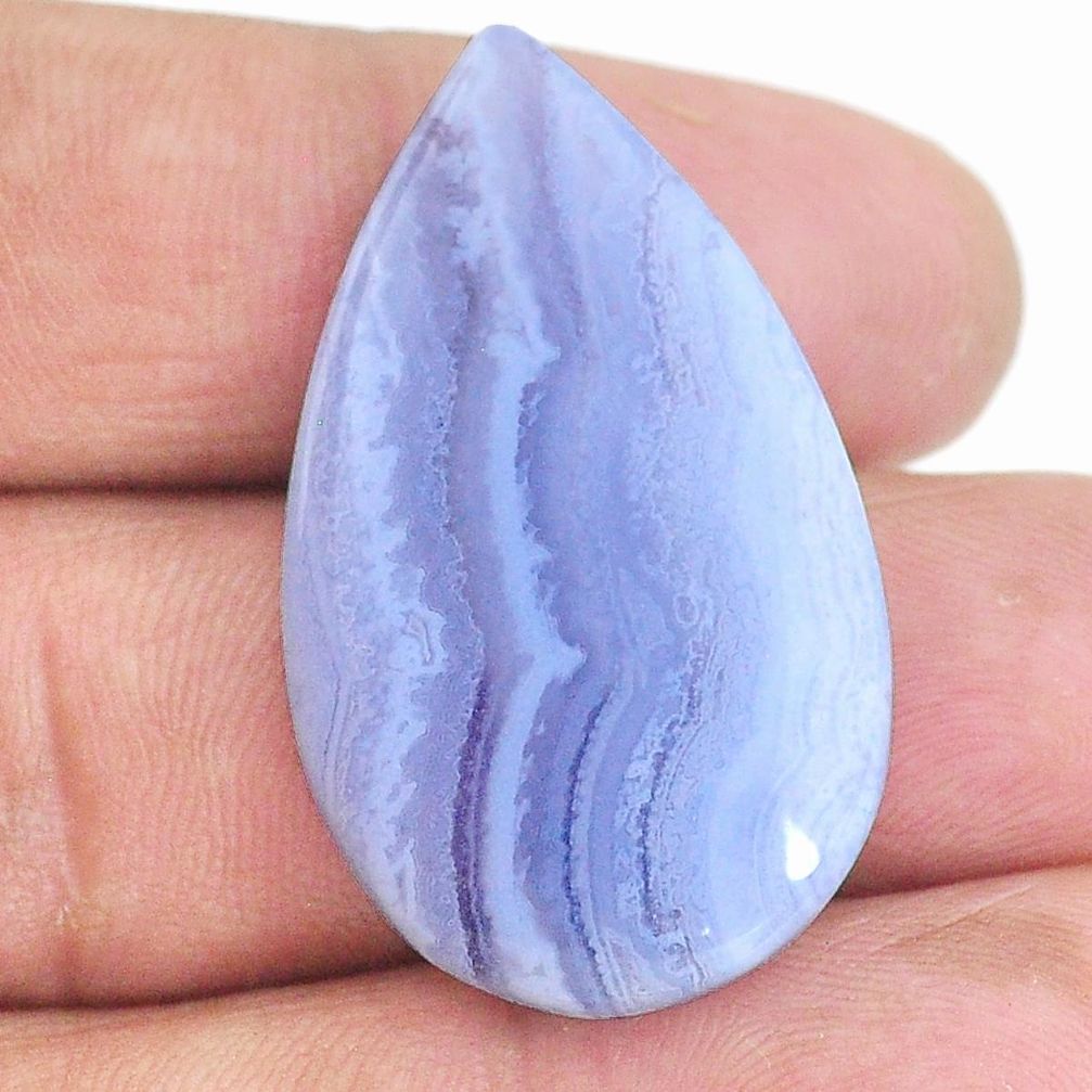 Natural 33.25cts lace agate blue cabochon 35x21 mm pear loose gemstone s22647