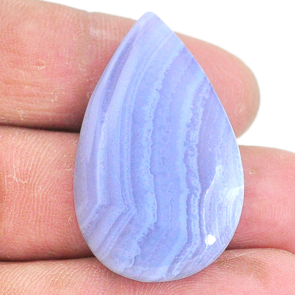 Natural 33.25cts lace agate blue cabochon 37x22 mm pear loose gemstone s22669