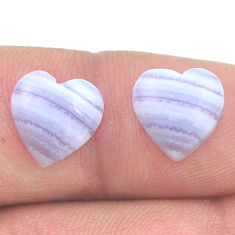 Natural 7.70cts lace agate cabochon 10x10 mm heart pair loose gemstone s26605